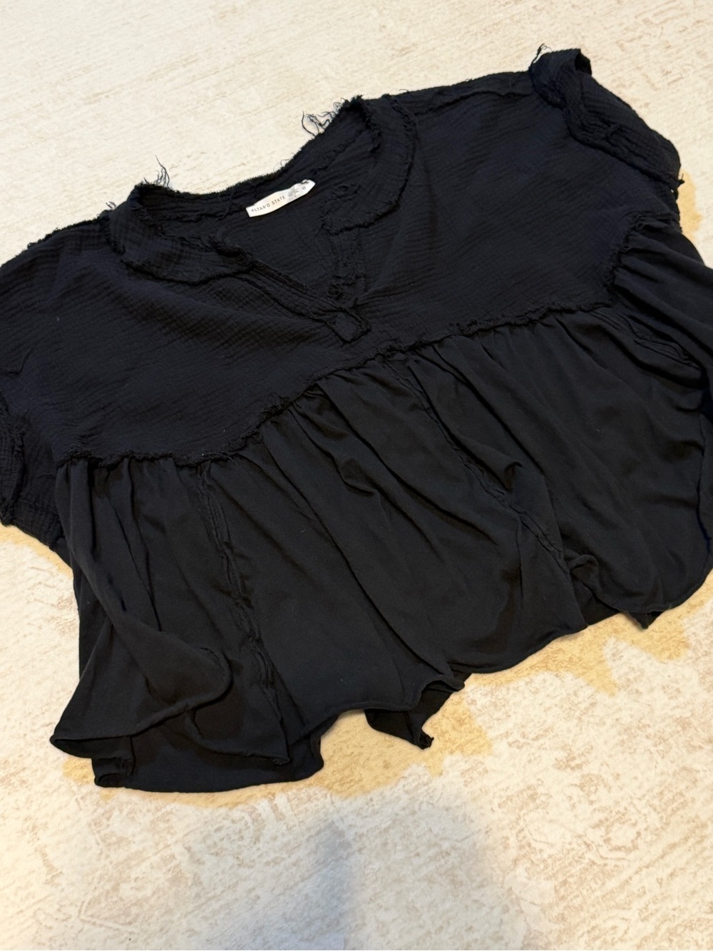 Altar'd State Black Ruffled Peplum Blouse